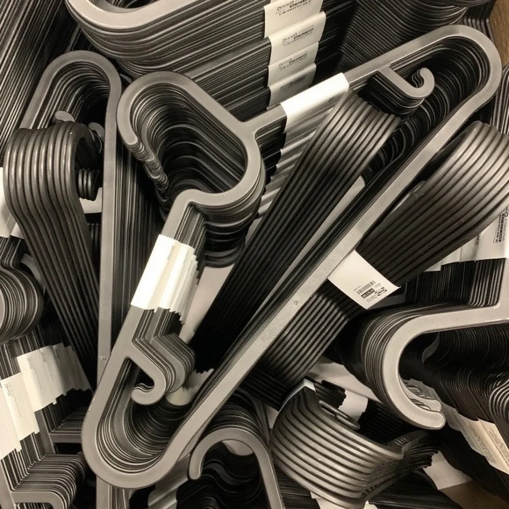 Set of 10 Ikea black plastic closet hangers sturdy